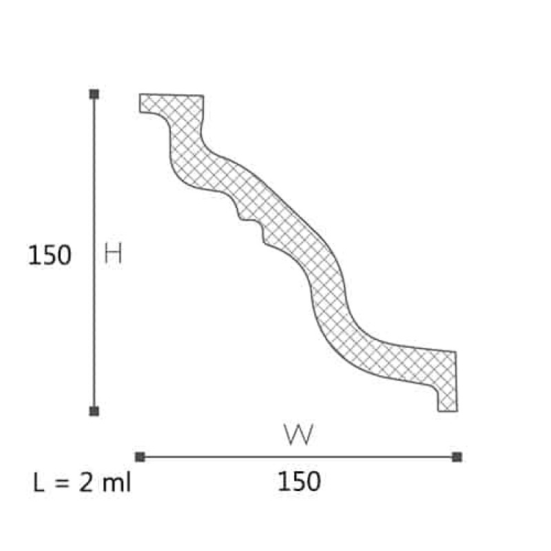 Cornisa decorativa Dynamic LX-155 150X150X2000  